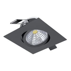 Eglo EU Saliceto Black Aluminium LED Neutral White Single Recessed Light, 88 x 88mm