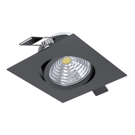 Eglo EU Saliceto Black Aluminium LED Neutral White Single Recessed Light, 88 x 88mm