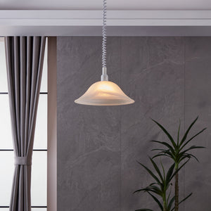 Eglo EU ALESSANDRA Pendant Light – White & Alabaster Glass, E27, Height Adjustable, Classic Indoor Pendant Lighting