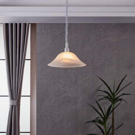 Eglo EU ALESSANDRA Pendant Light – White & Alabaster Glass, E27, Height Adjustable, Classic Indoor Pendant Lighting
