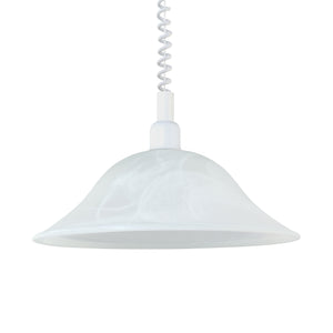 Eglo EU ALESSANDRA Pendant Light – White & Alabaster Glass, E27, Height Adjustable, Classic Indoor Pendant Lighting