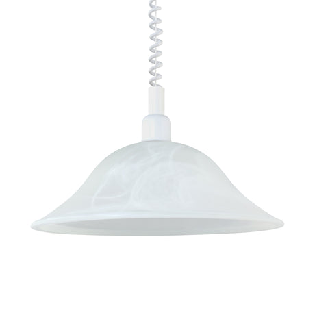 Eglo EU ALESSANDRA Pendant Light – White & Alabaster Glass, E27, Height Adjustable, Classic Indoor Pendant Lighting