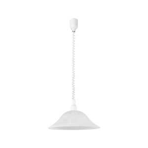 Eglo EU ALESSANDRA Pendant Light – White & Alabaster Glass, E27, Height Adjustable, Classic Indoor Pendant Lighting