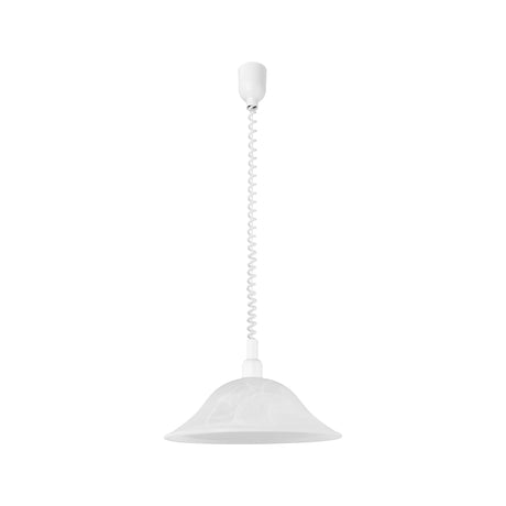 Eglo EU ALESSANDRA Pendant Light – White & Alabaster Glass, E27, Height Adjustable, Classic Indoor Pendant Lighting
