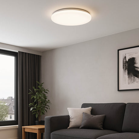 Eglo EU Frania LED Ceiling Light Round White Steel & Plastic 
