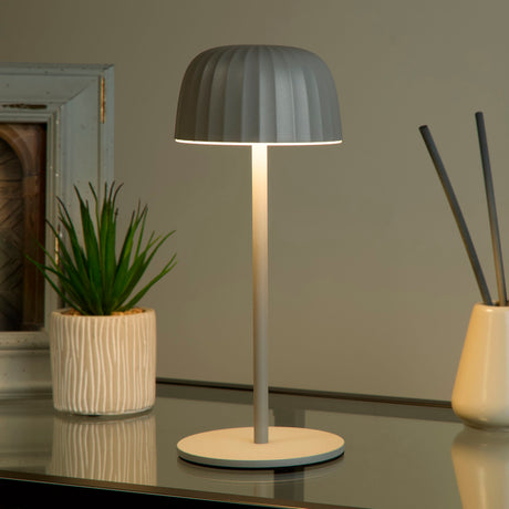 Searchlight Electric Ezra Outdoor Rechargeable Table Lamp, Grey 33610GY