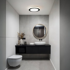 Eglo EU LED CARPI Bathroom Wall or Ceiling Light – Black & White Finish, Warm White, 960?lm, IP44