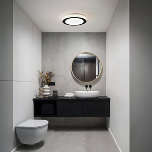 Eglo EU LED CARPI Bathroom Wall or Ceiling Light – Black & White Finish, Warm White, 960?lm, IP44