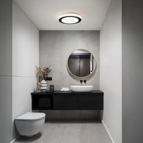 Eglo EU LED CARPI Bathroom Wall or Ceiling Light – Black & White Finish, Warm White, 960?lm, IP44
