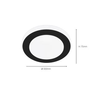 Eglo EU LED CARPI Bathroom Wall or Ceiling Light – Black & White Finish, Warm White, 960?lm, IP44