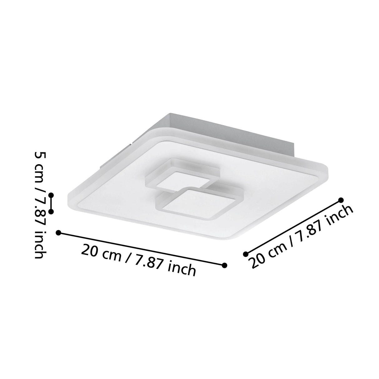 Eglo EU CADEGAL LED Ceiling Light – White Steel, Neutral White, Square Indoor Ceiling Lighting
