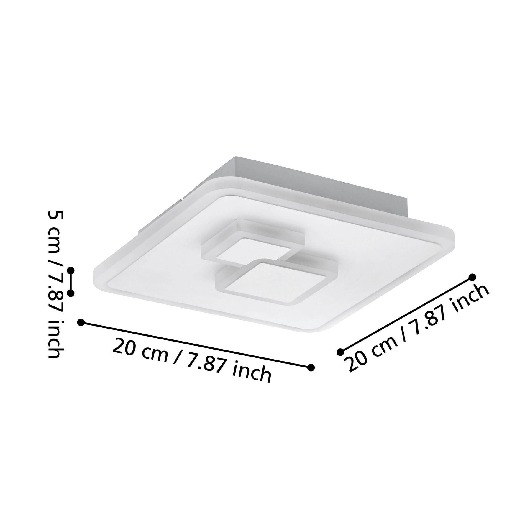 Eglo EU CADEGAL LED Ceiling Light – White Steel, Neutral White, Square Indoor Ceiling Lighting product image - Endon Lighting from First Light Direct with great prices and fast UK delivery
