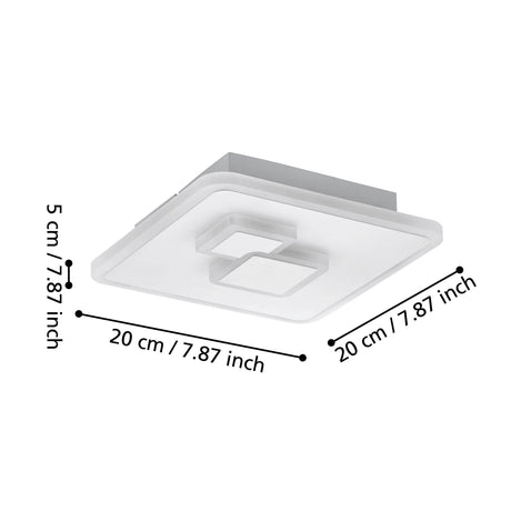Eglo EU CADEGAL LED Ceiling Light – White Steel, Neutral White, Square Indoor Ceiling Lighting