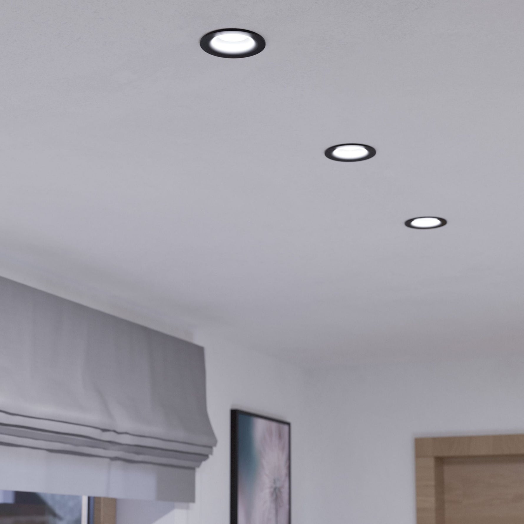 Eglo EU Saliceto Black Aluminium LED Neutral White Single Recessed Light, 88 x 42mm product image - Endon Lighting from First Light Direct with great prices and fast UK delivery