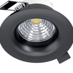 Eglo EU Saliceto Black Aluminium LED Neutral White Single Recessed Light, 88 x 56mm
