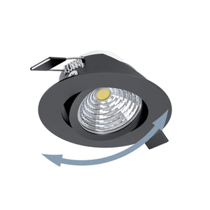 Eglo EU Saliceto Black Aluminium LED Neutral White Single Recessed Light, 88 x 42mm