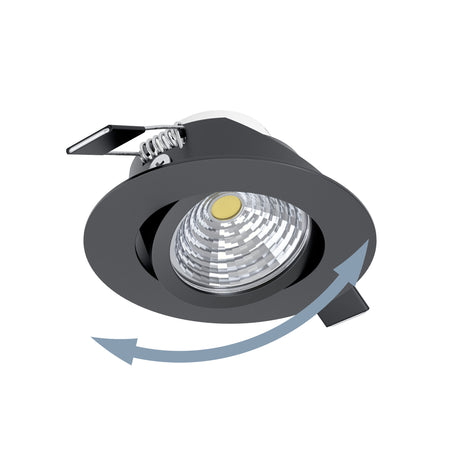 Eglo EU Saliceto Black Aluminium LED Neutral White Single Recessed Light, 88 x 42mm