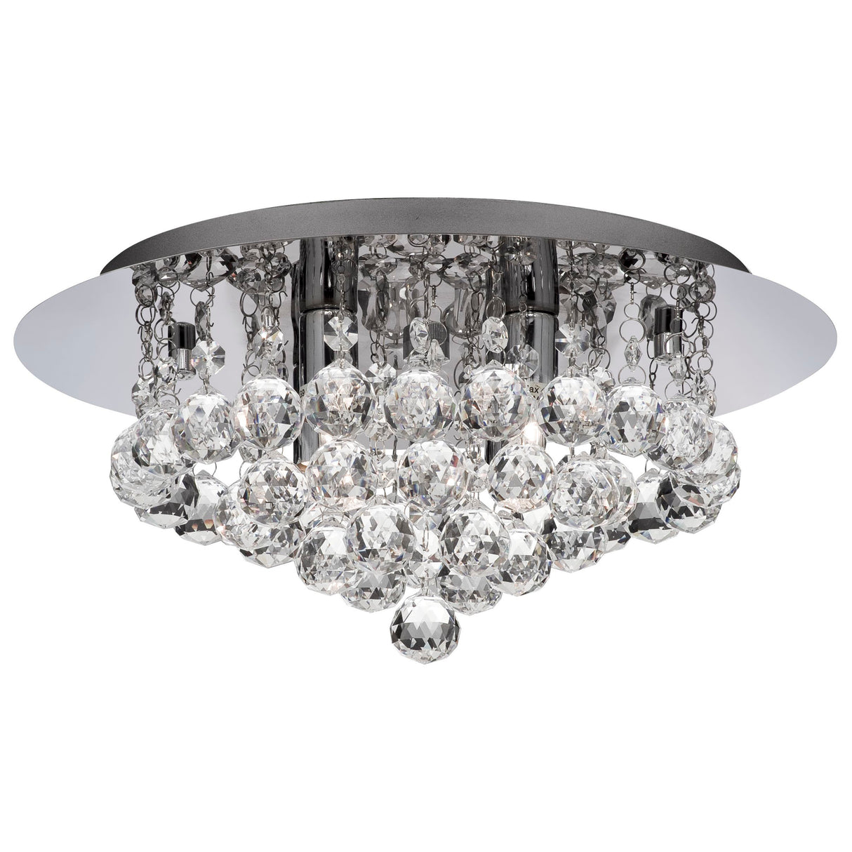 Searchlight Electric Hanna 4Lt Flush  - Chrome Metal & Clear Crystal 3404-4CC