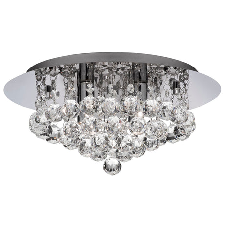 Searchlight Electric Hanna 4Lt Flush  - Chrome Metal & Clear Crystal 3404-4CC