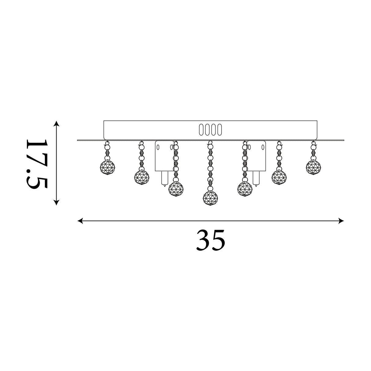 Searchlight Electric Hanna 4Lt Flush  - Chrome Metal & Clear Crystal 3404-4CC