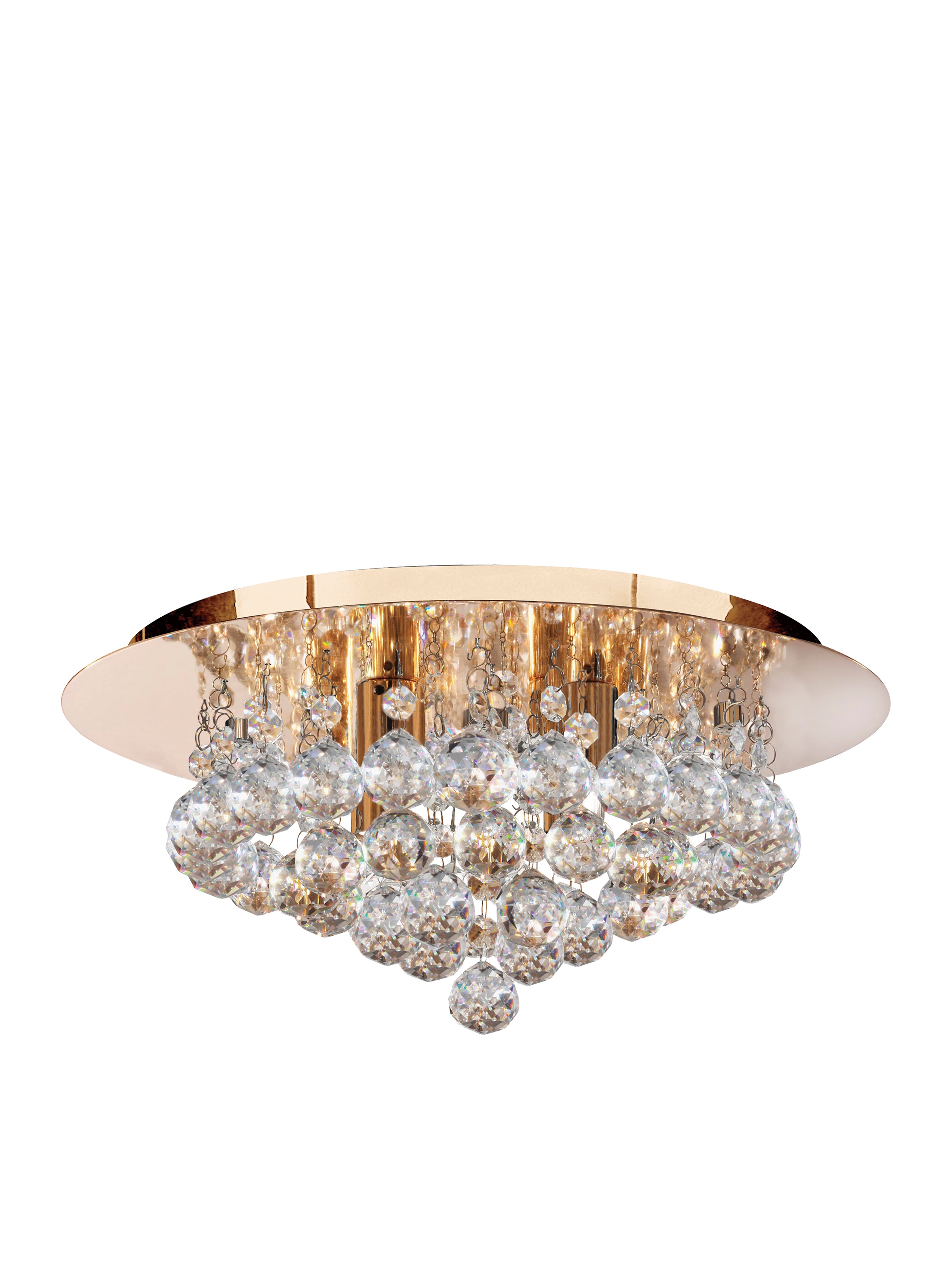 Hanna 4Lt Flush  - Gold Metal & Clear Crystal