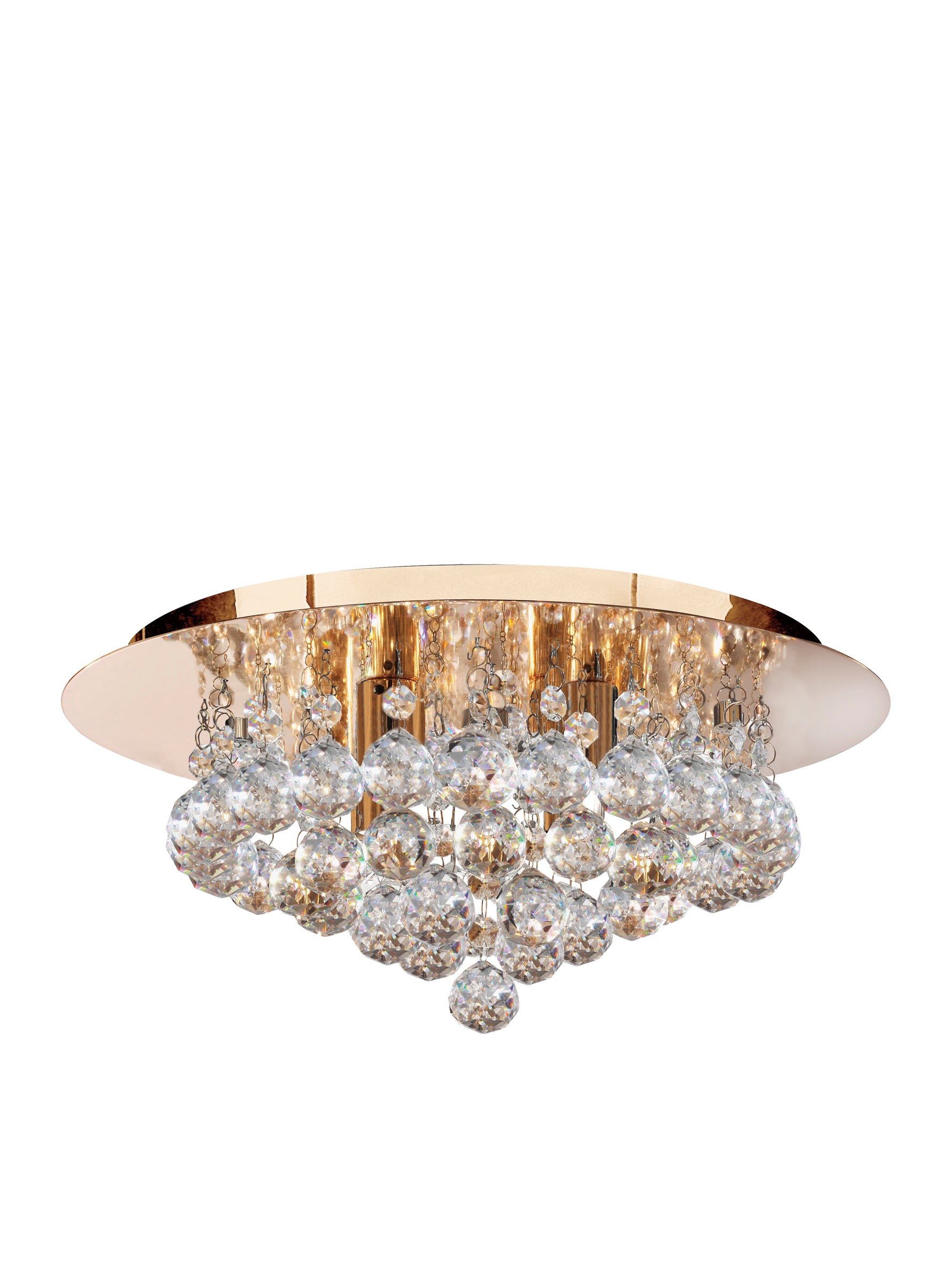 Hanna 4Lt Flush  - Gold Metal & Clear Crystal
