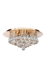 Hanna 4Lt Flush  - Gold Metal & Clear Crystal