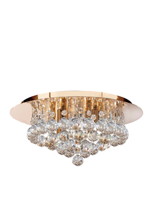 Hanna 4Lt Flush  - Gold Metal & Clear Crystal
