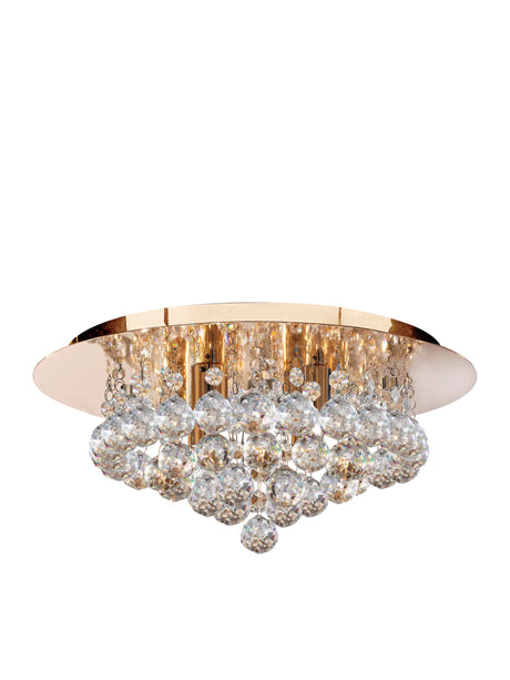 Hanna 4Lt Flush  - Gold Metal & Clear Crystal