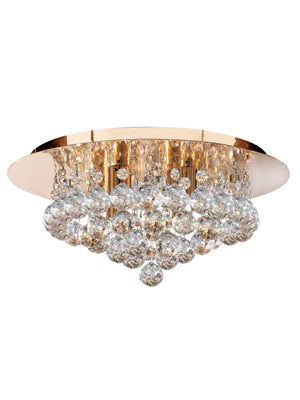 Searchlight Electric Hanna 4Lt Flush  - Gold Metal & Clear Crystal 3404-4GO