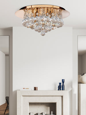 Searchlight Electric Hanna 4Lt Flush  - Gold Metal & Clear Crystal 3404-4GO