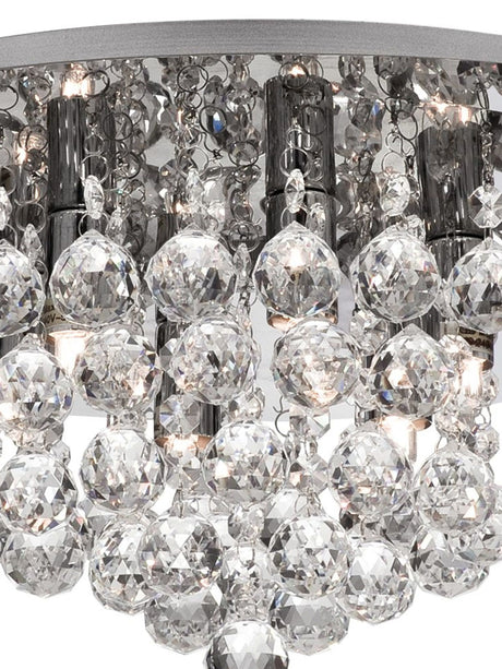 Searchlight Electric Hanna 6Lt Flush  - Chrome Metal & Clear Crystal 3406-6CC