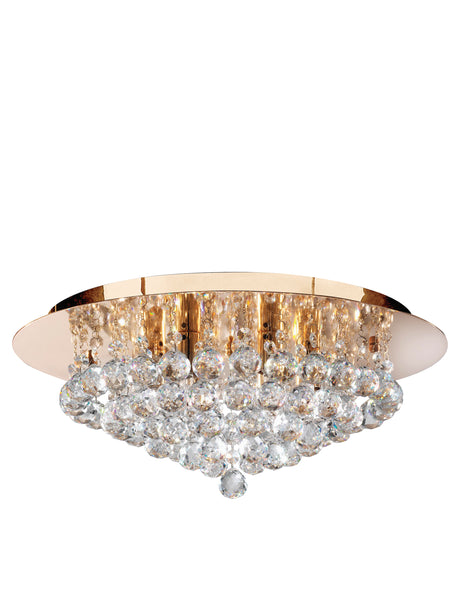 Hanna 6Lt Flush  - Gold Metal & Clear Crystal