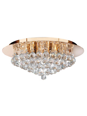 Searchlight Electric Hanna 6Lt Flush  - Gold Metal & Clear Crystal 3406-6GO