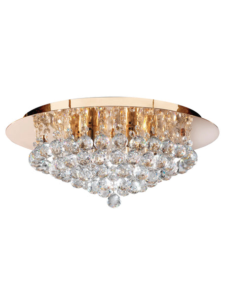 Searchlight Electric Hanna 6Lt Flush  - Gold Metal & Clear Crystal 3406-6GO