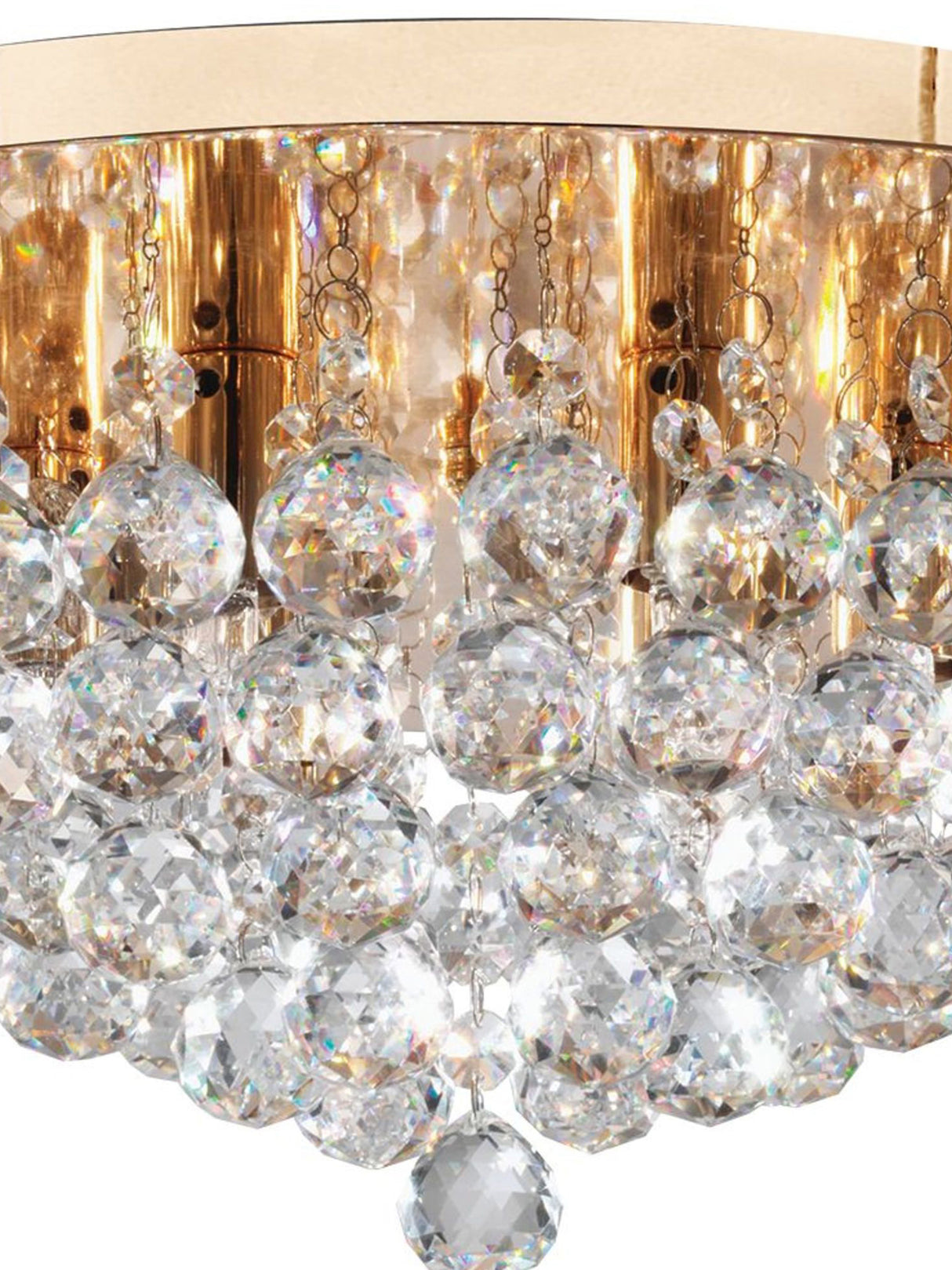 Searchlight Electric Hanna 6Lt Flush  - Gold Metal & Clear Crystal 3406-6GO