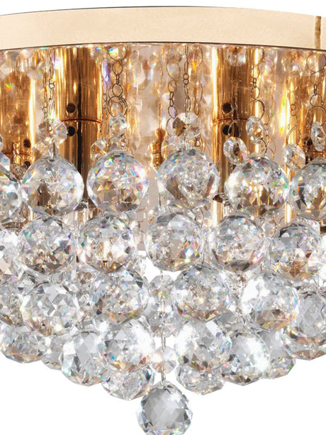 Searchlight Electric Hanna 6Lt Flush  - Gold Metal & Clear Crystal 3406-6GO