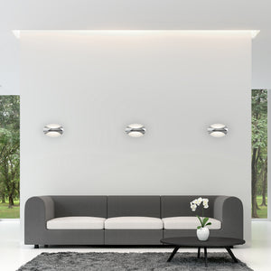 Searchlight Electric Glow LED Wall Light Oval - Chrome/Sand White 3420CC