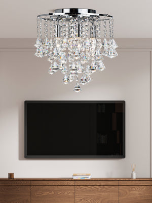 Searchlight Electric Dorchester  5Lt Flush - Chrome Metal & Clear Crystal 3494-4CC