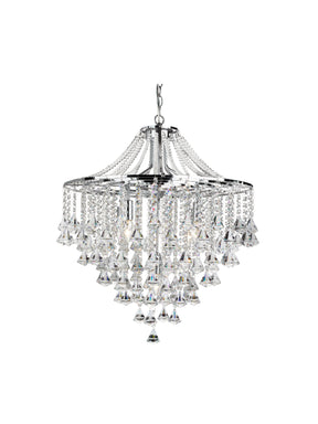 Dorchester  5Lt Pendant - Chrome Metal & Clear Crystal