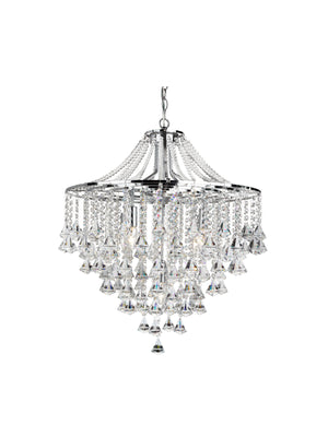 Dorchester  5Lt Pendant - Chrome Metal & Clear Crystal