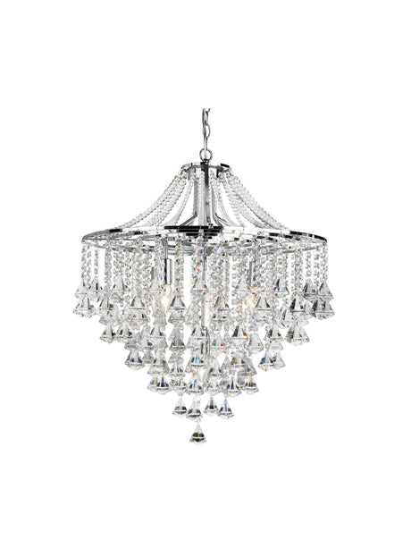 Dorchester  5Lt Pendant - Chrome Metal & Clear Crystal