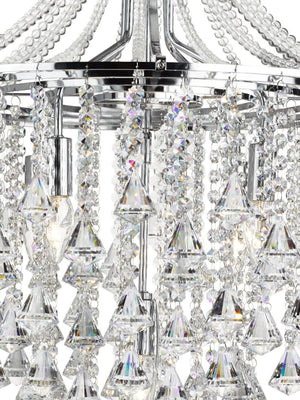 Searchlight Electric Dorchester  5Lt Pendant - Chrome Metal & Clear Crystal 3495-5CC