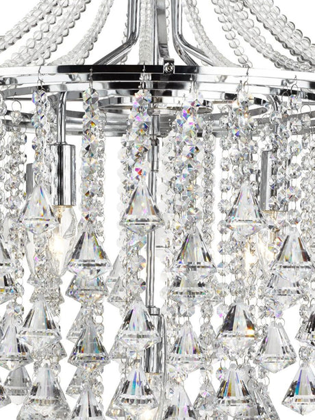 Searchlight Electric Dorchester  5Lt Pendant - Chrome Metal & Clear Crystal 3495-5CC