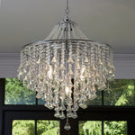 Searchlight Electric Dorchester  5Lt Pendant - Chrome Metal & Clear Crystal 3495-5CC