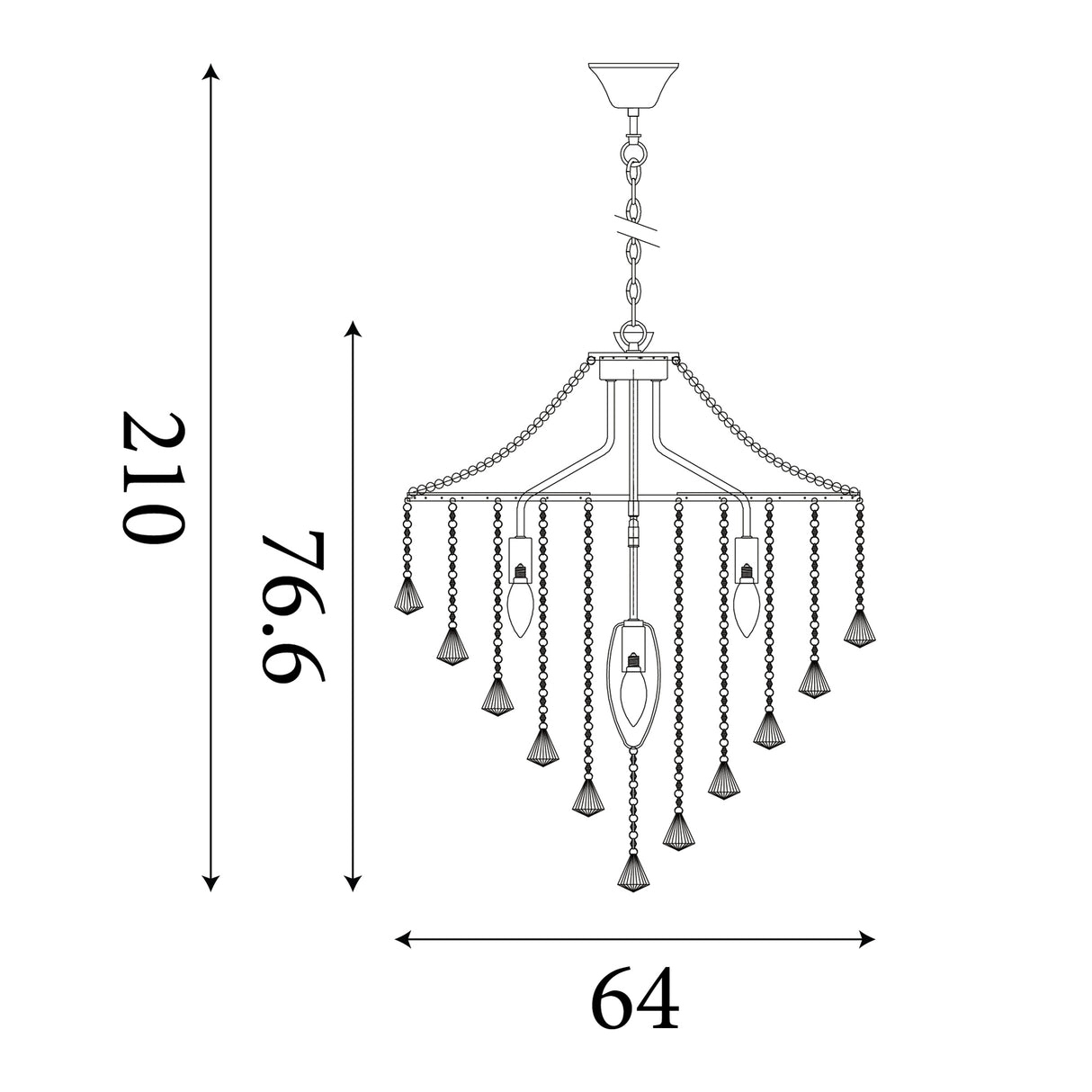 Searchlight Electric Dorchester  5Lt Pendant - Chrome Metal & Clear Crystal 3495-5CC