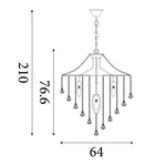Searchlight Electric Dorchester  5Lt Pendant - Chrome Metal & Clear Crystal 3495-5CC