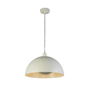 Mars 1LT Pendant, Matt Cream Metal  & Cream Inner 25cm