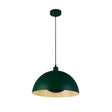 Mars 1LT Pendant, Matt Green Metal & Cream Inner 25cm