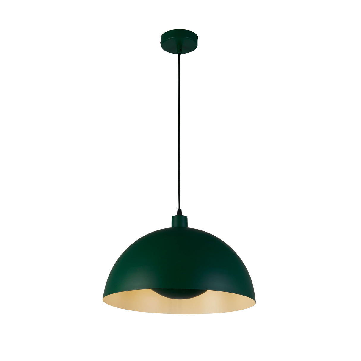 Mars 1LT Pendant, Matt Green Metal & Cream Inner 25cm